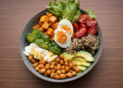 Colorful Nutritous Food Bowl with Honey-Mustard Dressing