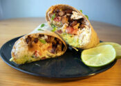 Mexican Burrito with Black Beans, Guacamole and Jalapenos